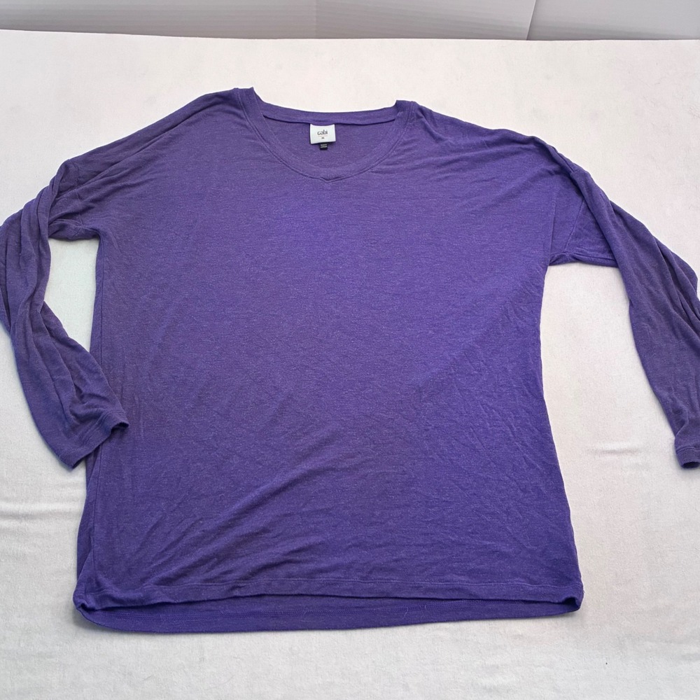 Cabi Purple Heathered V-Neck Long Sleeve Top Oversized Knit Medium
